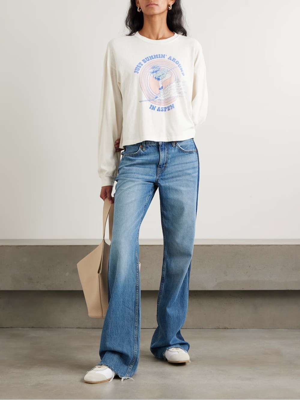 Re/done The Californian paneled mid-rise wide-leg jeans 28